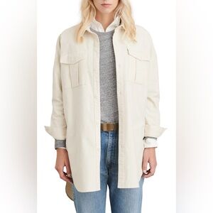 ALEX MILL Keeper Moleskin Shirt Women’s XL Cream Tunic Oversized Button Up